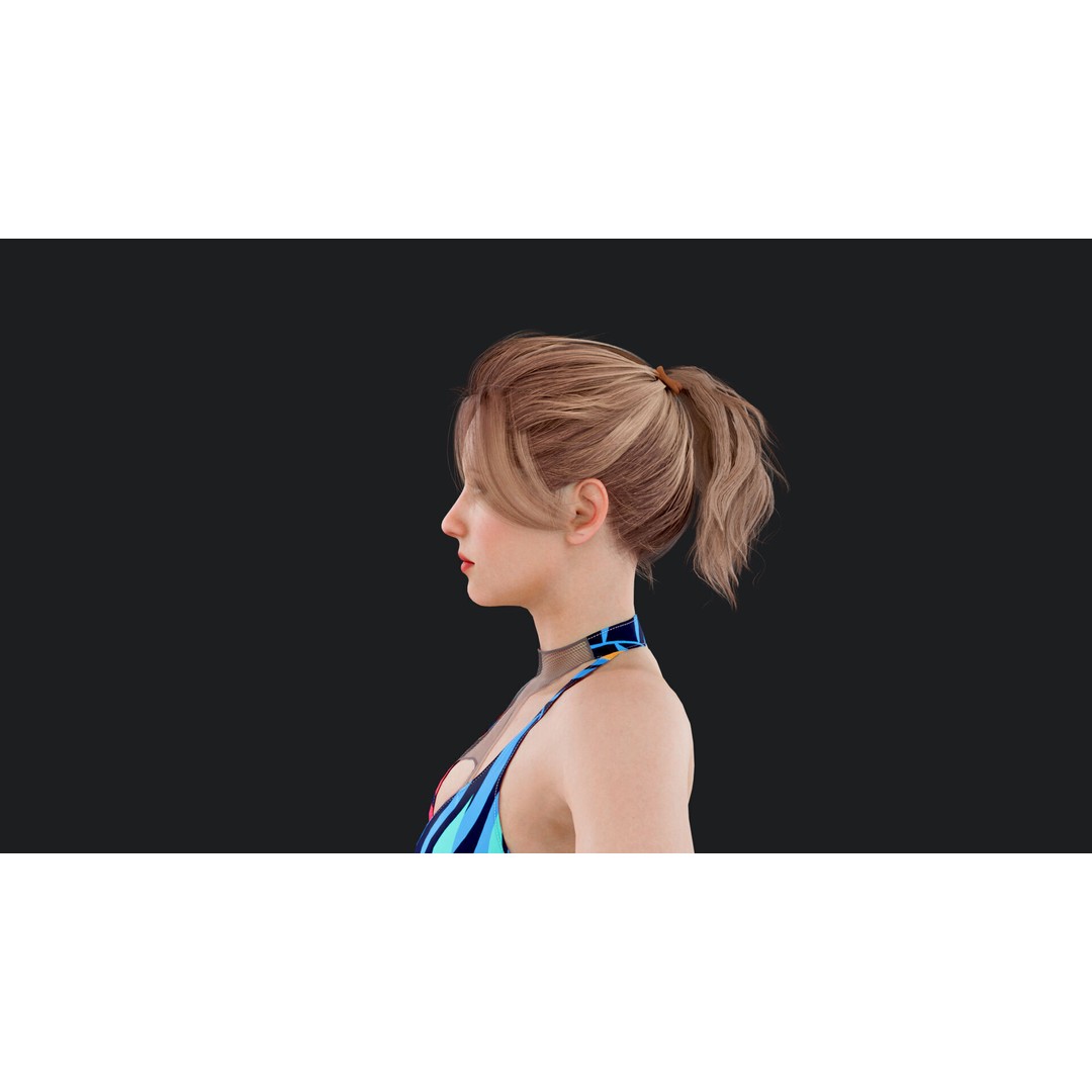Female Windsurf 3D Model – Low Poly Rigged Character, FBX, OBJ - View 15