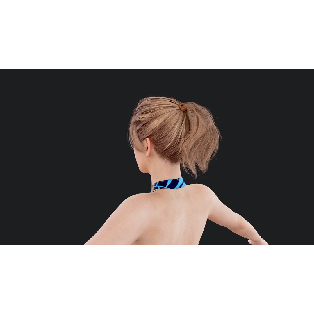 Female Windsurf 3D Model – Low Poly Rigged Character, FBX, OBJ - View 16