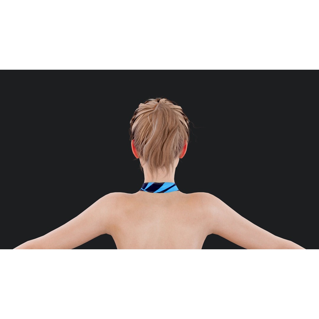 Female Windsurf 3D Model – Low Poly Rigged Character, FBX, OBJ - View 17