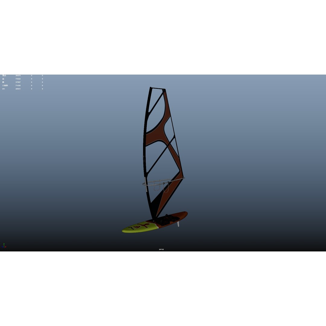 Female Windsurf 3D Model – Low Poly Rigged Character, FBX, OBJ - View 26