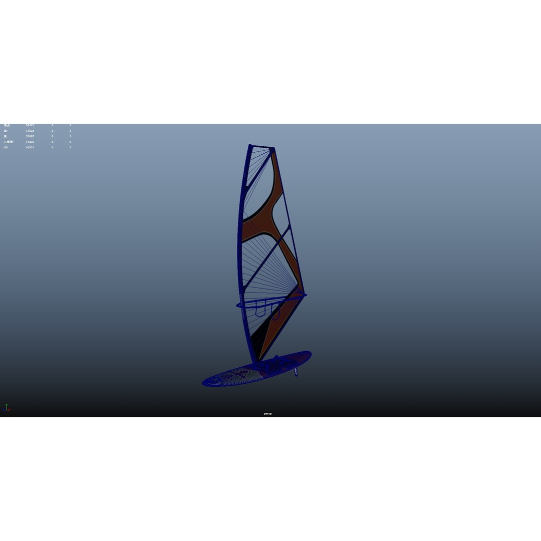 Female Windsurf 3D Model – Low Poly Rigged Character, FBX, OBJ - View 27