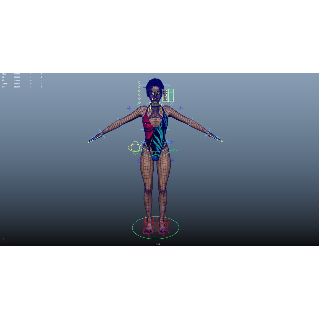 Female Windsurf 3D Model – Low Poly Rigged Character, FBX, OBJ - View 30
