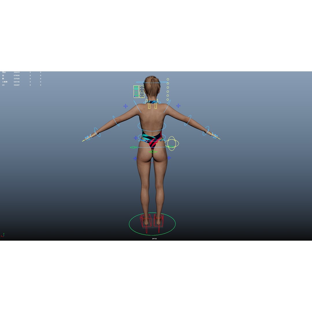 Female Windsurf 3D Model – Low Poly Rigged Character, FBX, OBJ - View 33