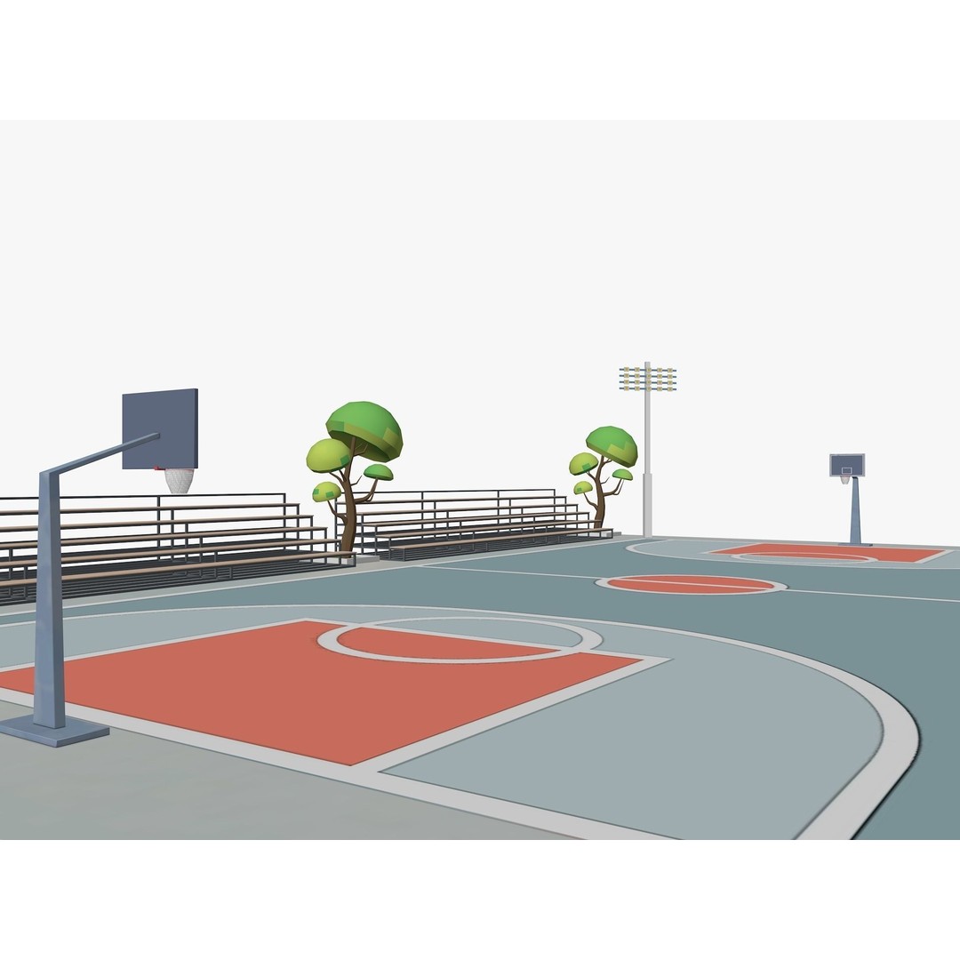 Cartoon Sport Buildings 3D Model – Low Poly Game Asset, FBX, OBJ, Blender - View 11