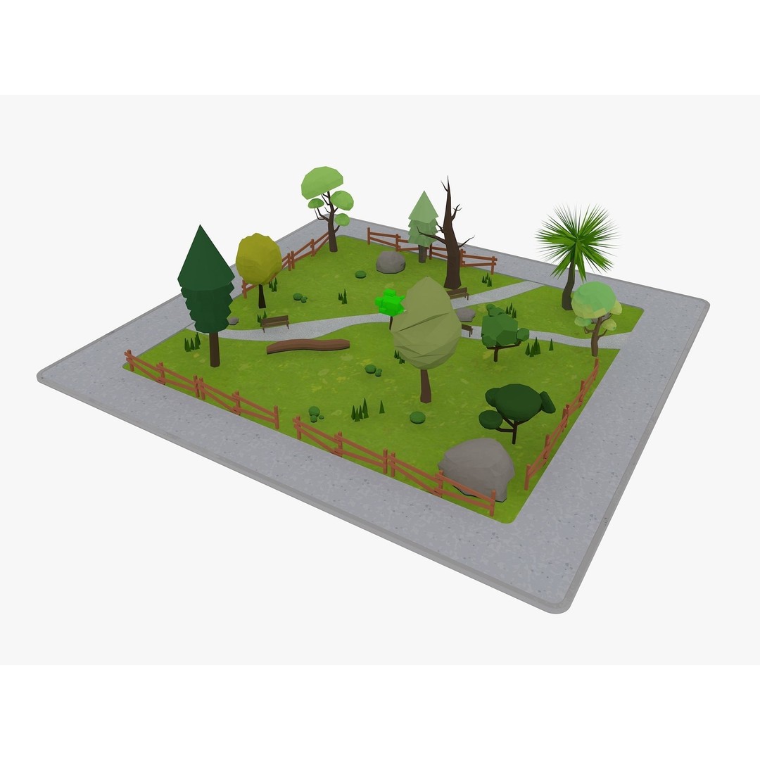 Cartoon Sport Buildings 3D Model – Low Poly Game Asset, FBX, OBJ, Blender - View 14