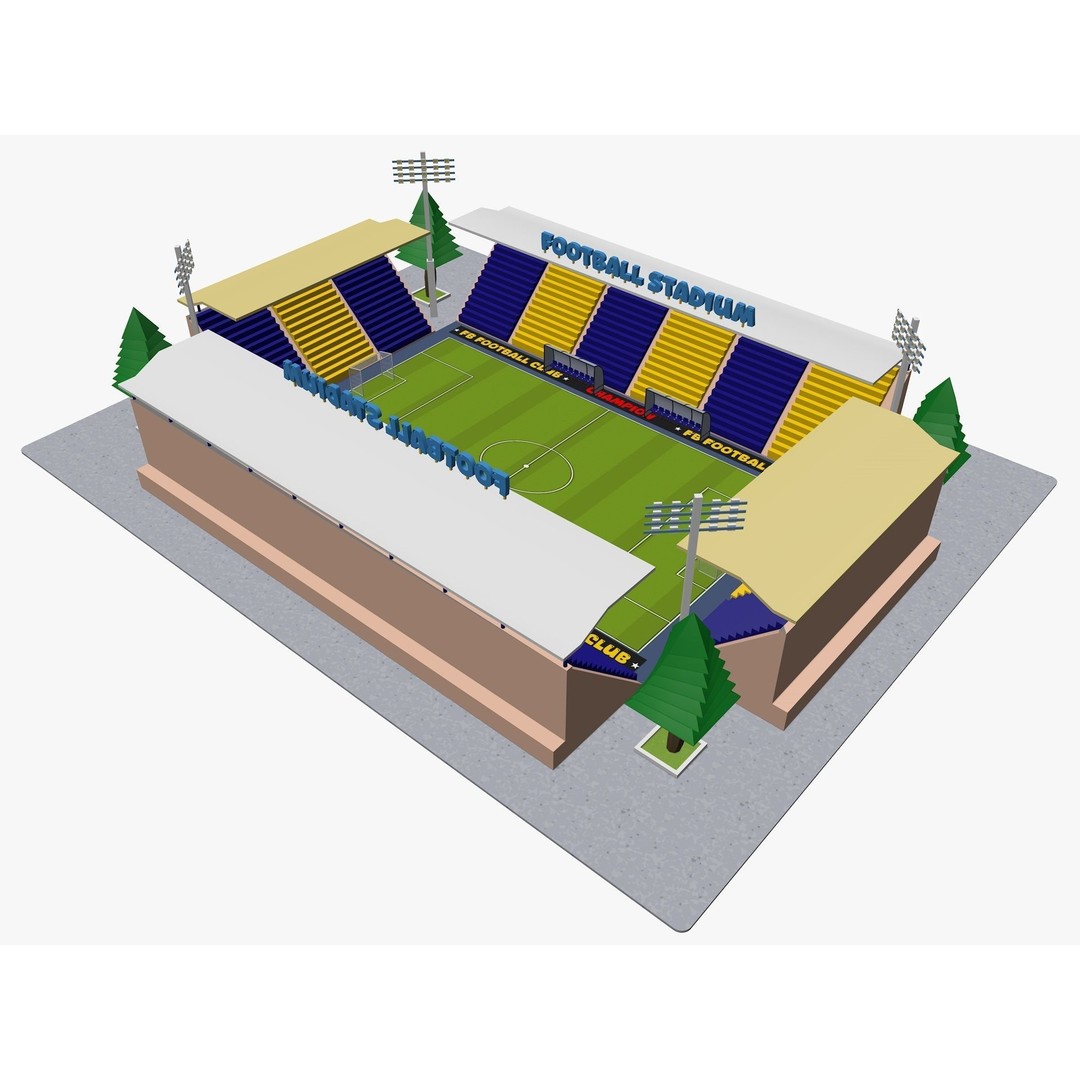 Cartoon Sport Buildings 3D Model – Low Poly Game Asset, FBX, OBJ, Blender - View 15