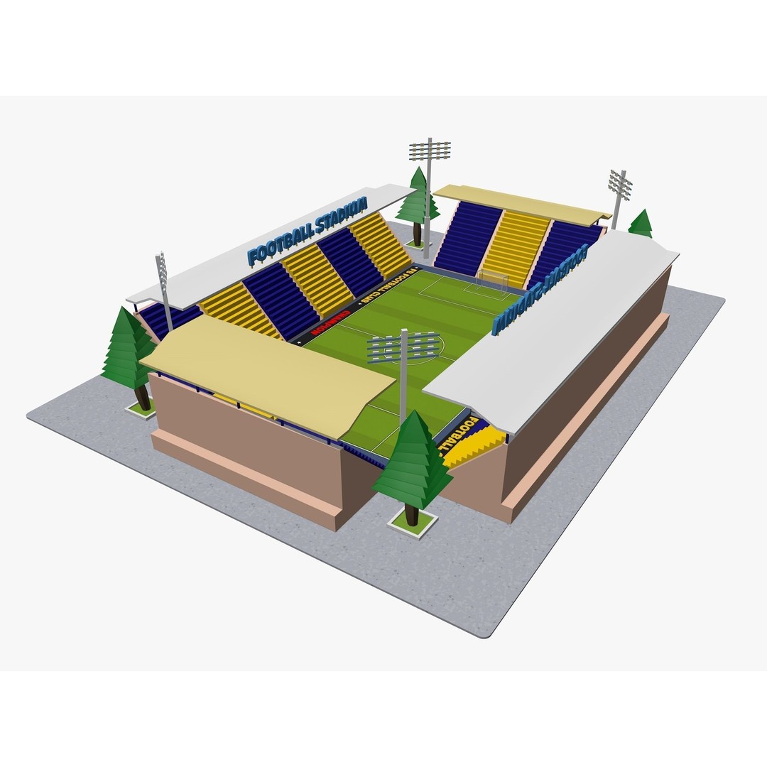 Cartoon Sport Buildings 3D Model – Low Poly Game Asset, FBX, OBJ, Blender - View 16