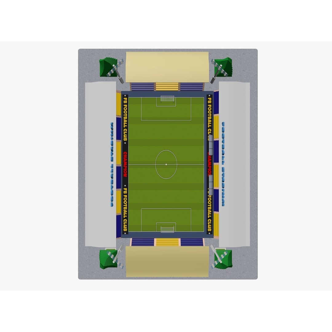 Cartoon Sport Buildings 3D Model – Low Poly Game Asset, FBX, OBJ, Blender - View 17