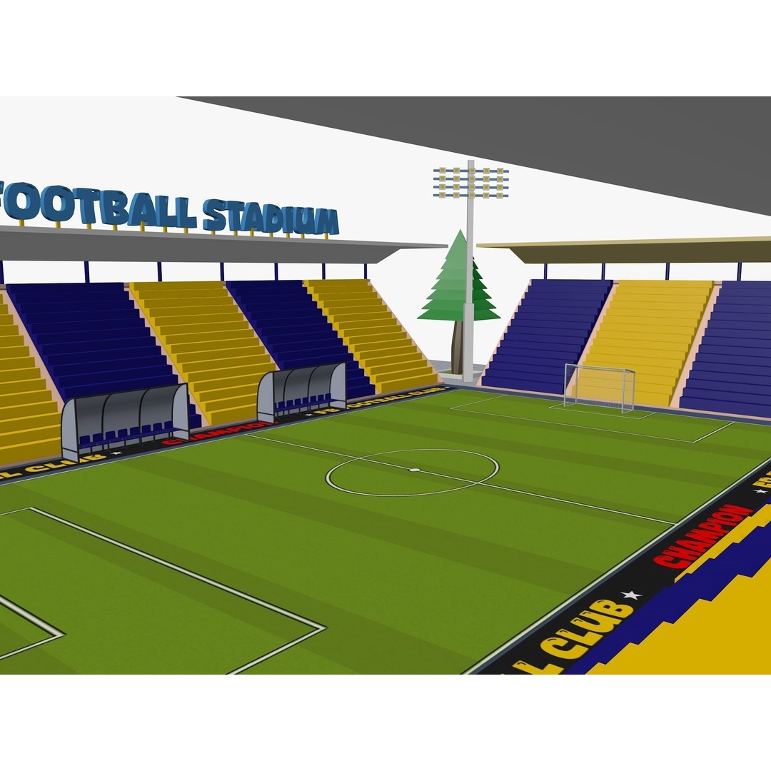 Cartoon Sport Buildings 3D Model – Low Poly Game Asset, FBX, OBJ, Blender - View 18