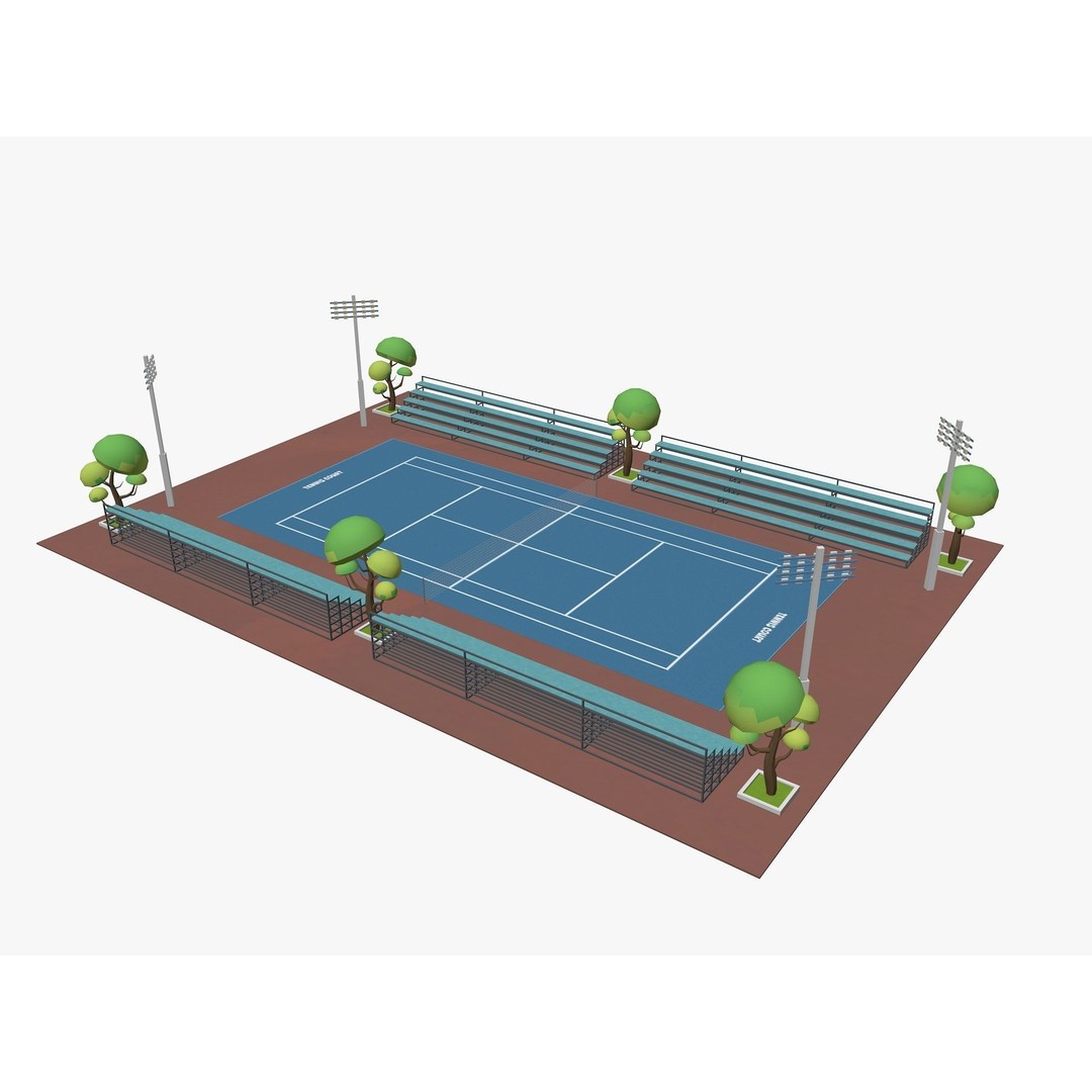 Cartoon Sport Buildings 3D Model – Low Poly Game Asset, FBX, OBJ, Blender - View 21