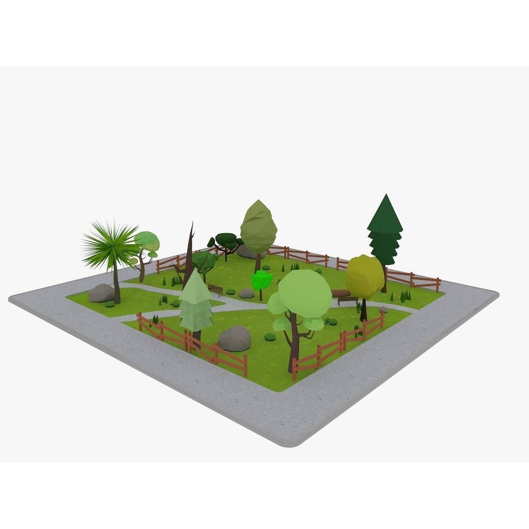 Cartoon Sport Buildings 3D Model – Low Poly Game Asset, FBX, OBJ, Blender - View 29