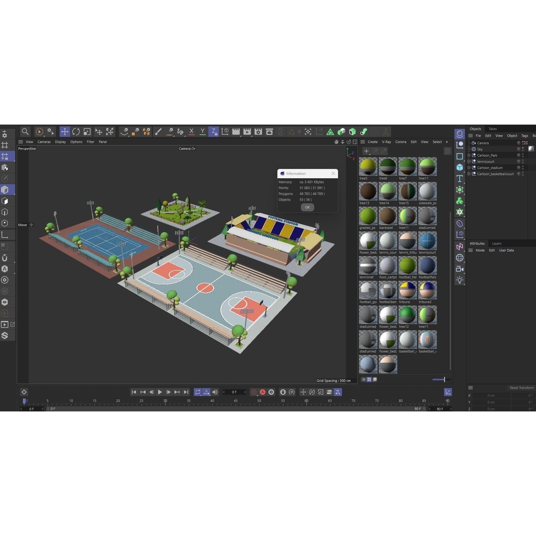 Cartoon Sport Buildings 3D Model – Low Poly Game Asset, FBX, OBJ, Blender - View 33