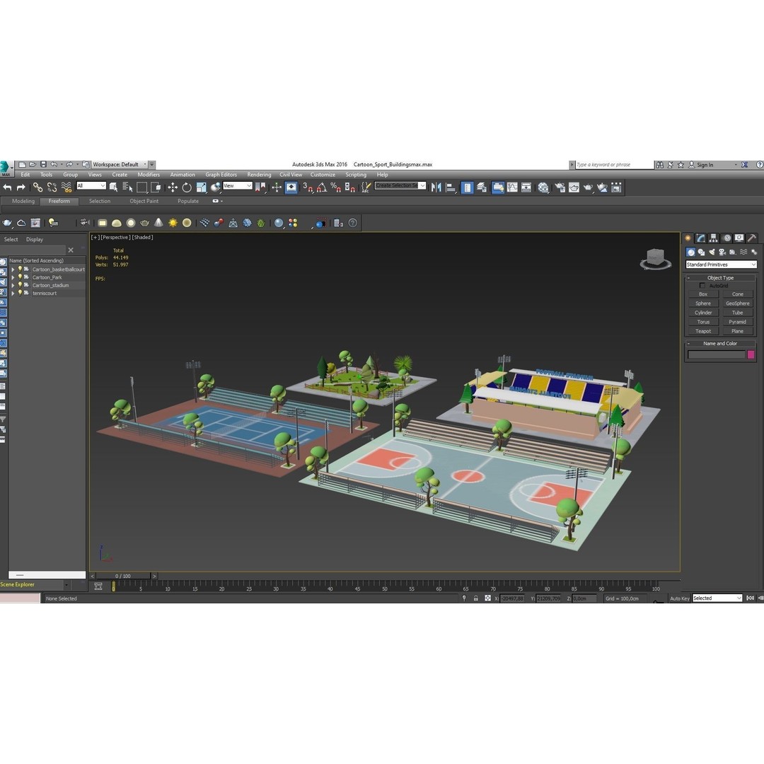 Cartoon Sport Buildings 3D Model – Low Poly Game Asset, FBX, OBJ, Blender - View 34