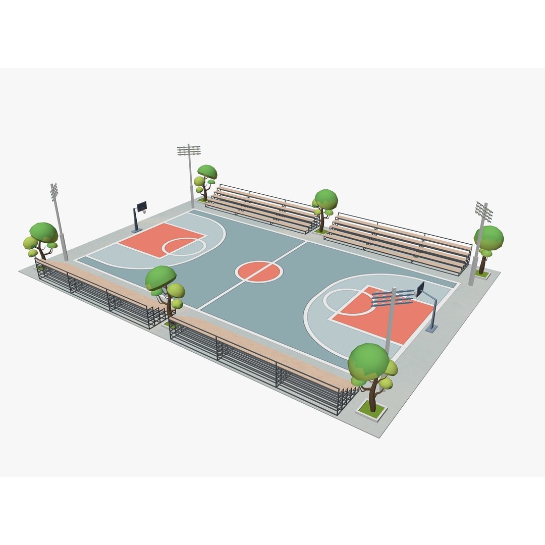 Cartoon Sport Buildings 3D Model – Low Poly Game Asset, FBX, OBJ, Blender - View 8