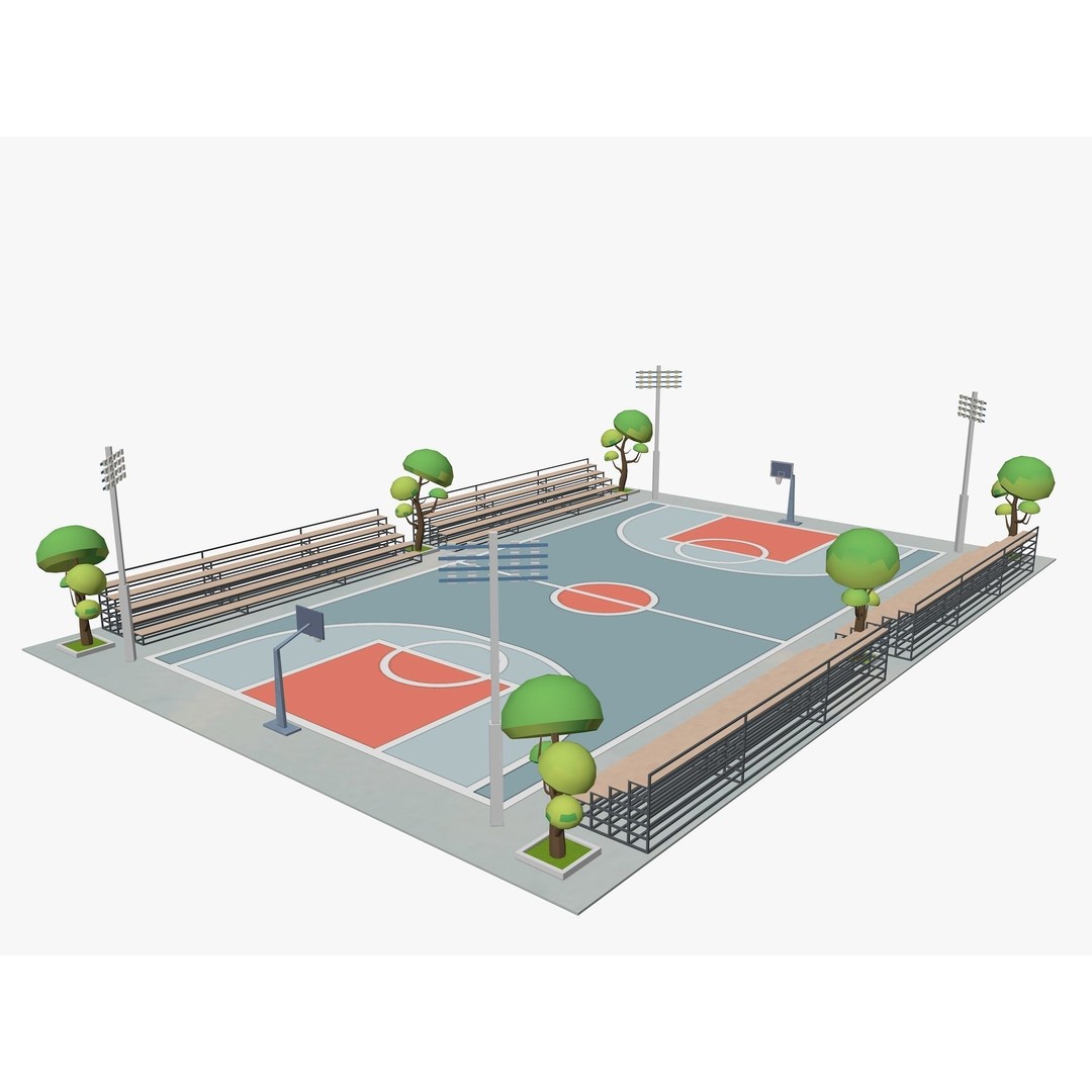 Cartoon Sport Buildings 3D Model – Low Poly Game Asset, FBX, OBJ, Blender - View 9