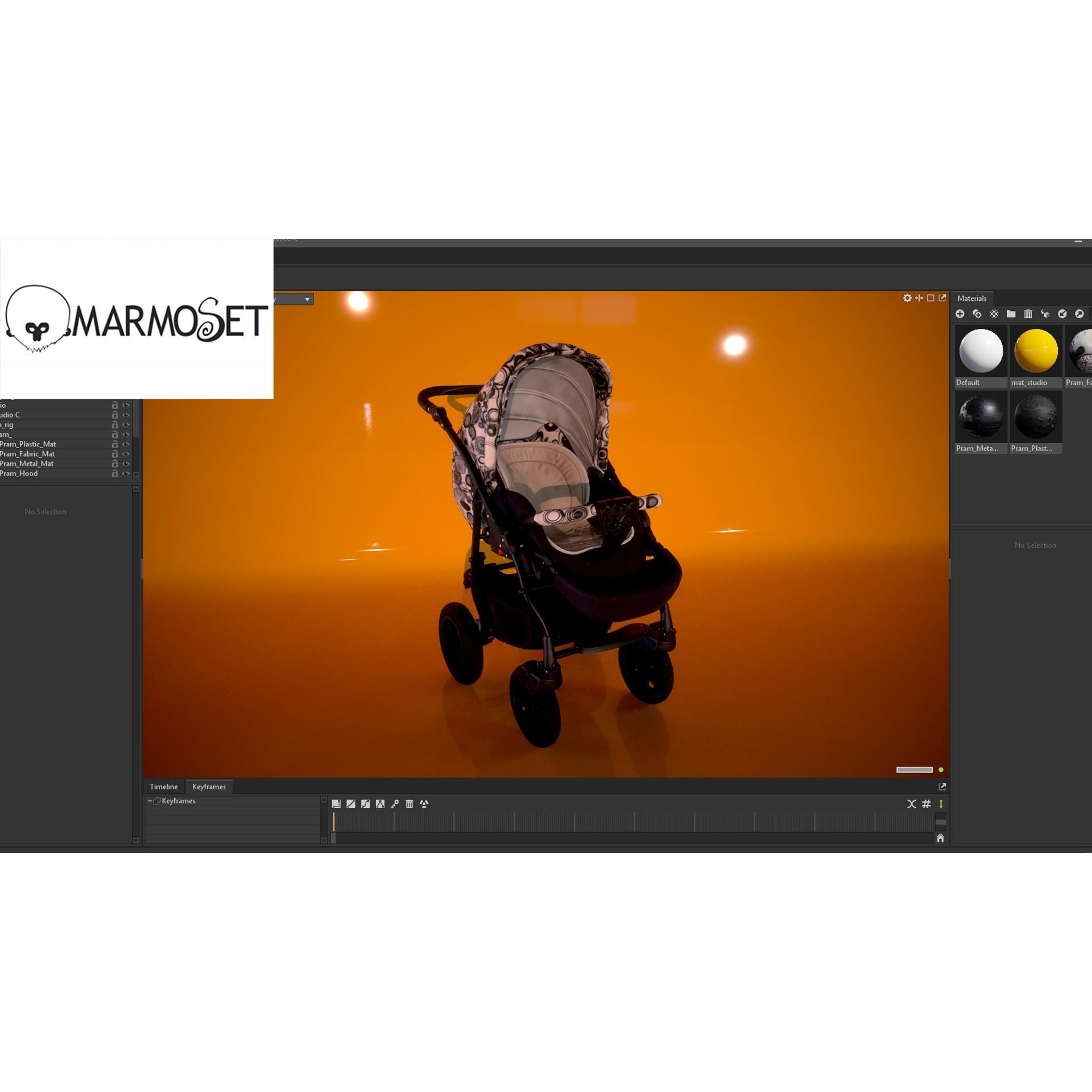 Baby Stroller Pram - Low-Poly Game-Ready 3D Model - View 11