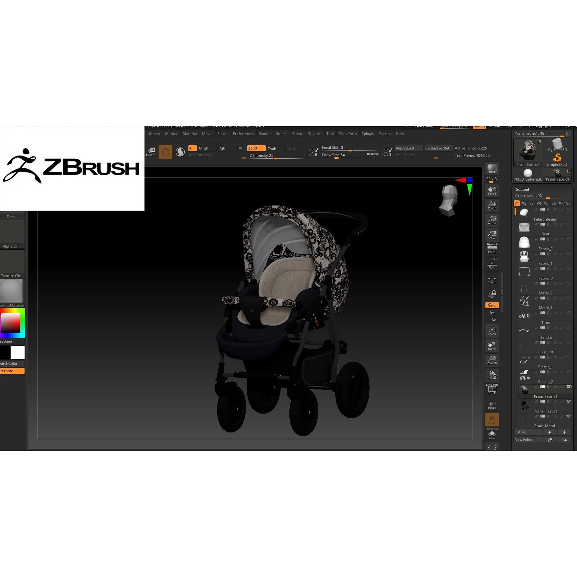 Baby Stroller Pram - Low-Poly Game-Ready 3D Model - View 13