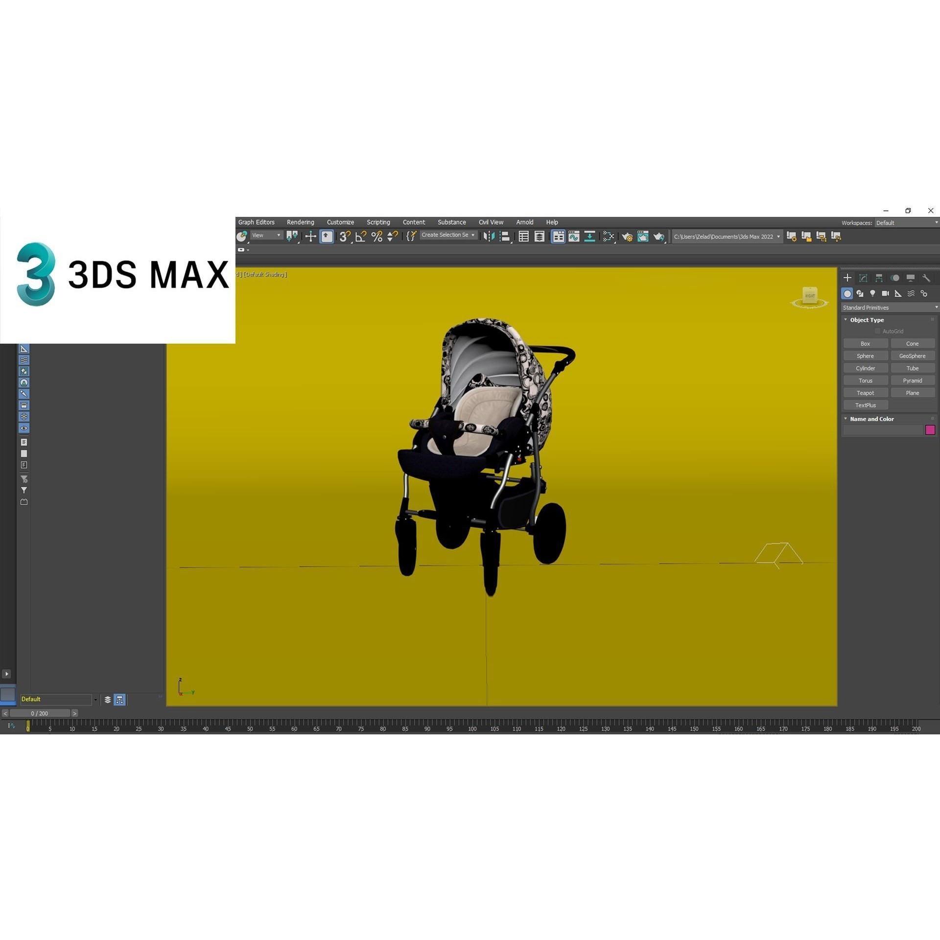Baby Stroller Pram - Low-Poly Game-Ready 3D Model - View 14
