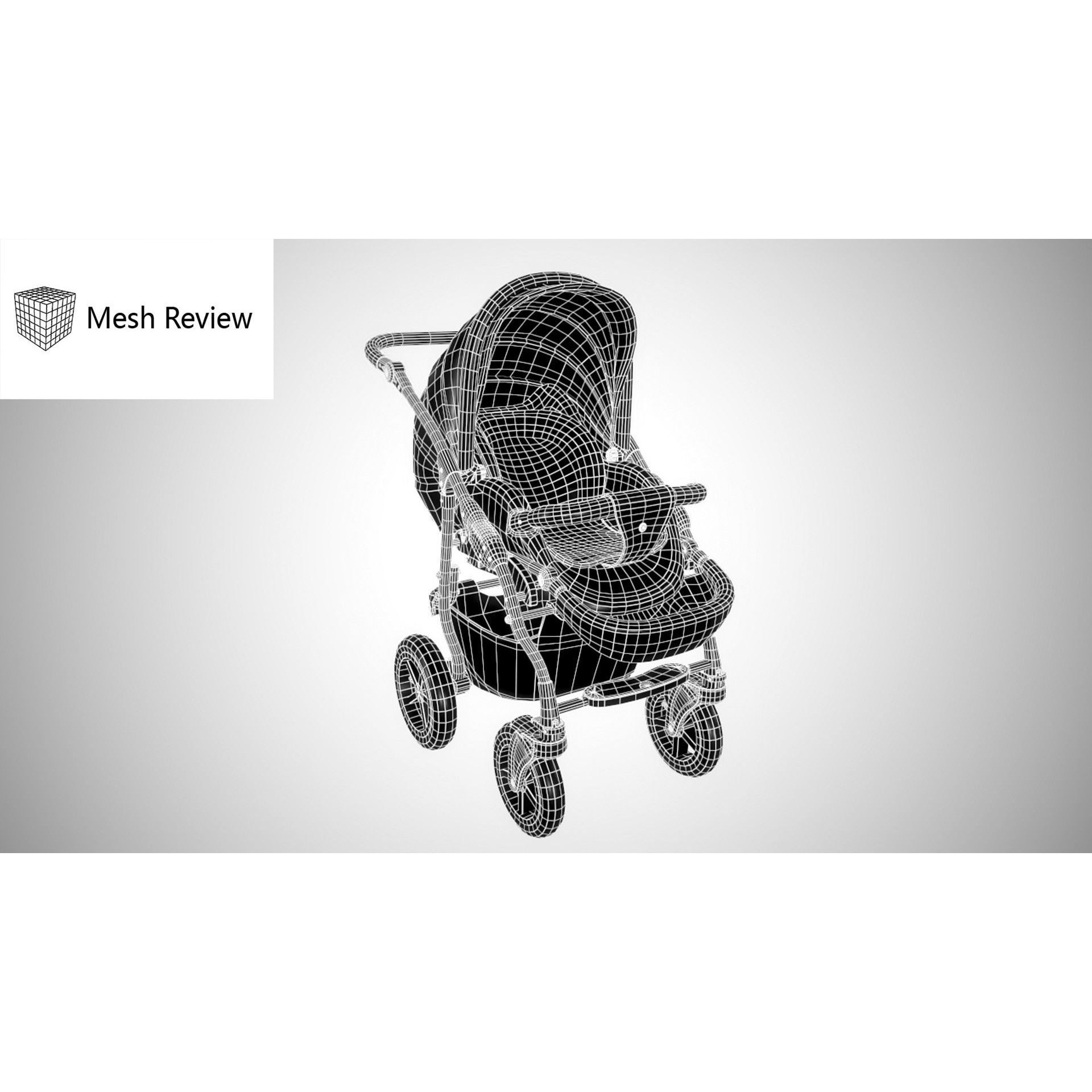 Baby Stroller Pram - Low-Poly Game-Ready 3D Model - View 16