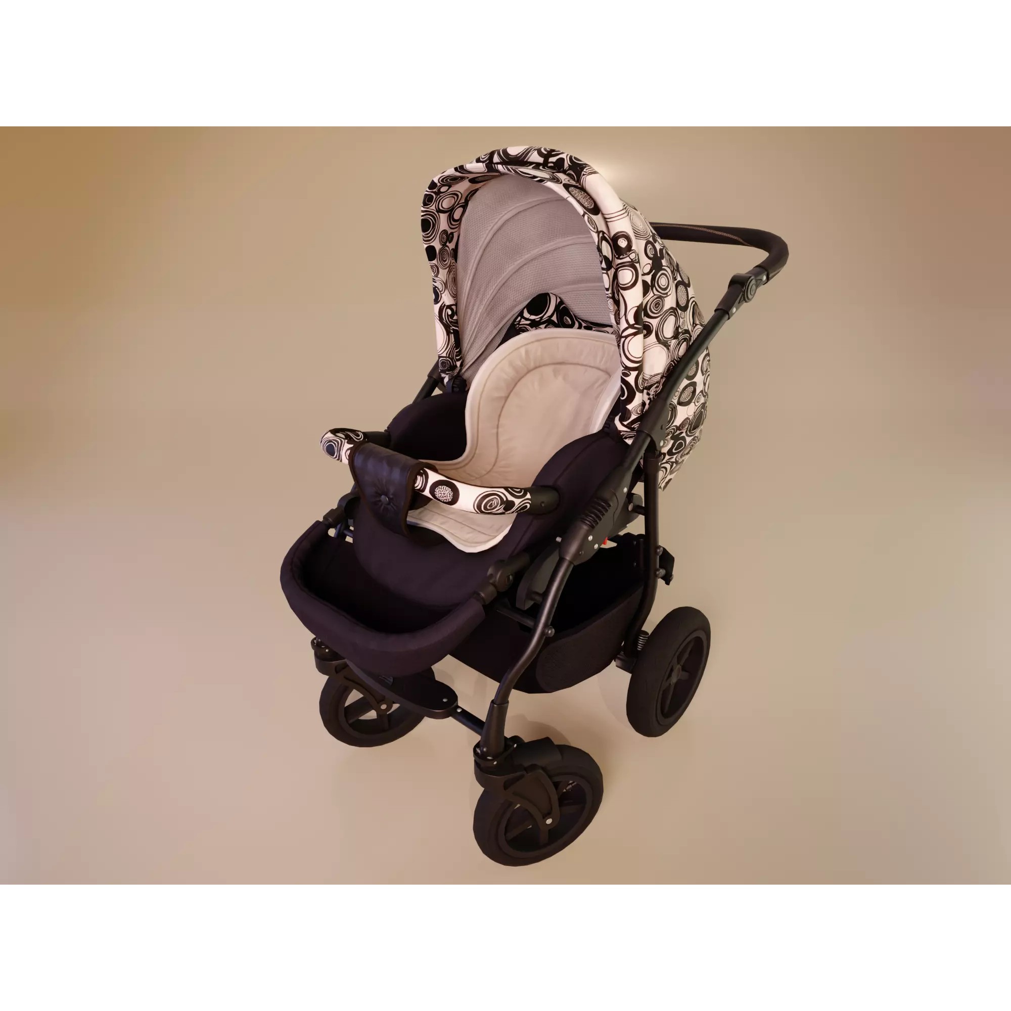 Baby Stroller Pram - Low-Poly Game-Ready 3D Model - View 2