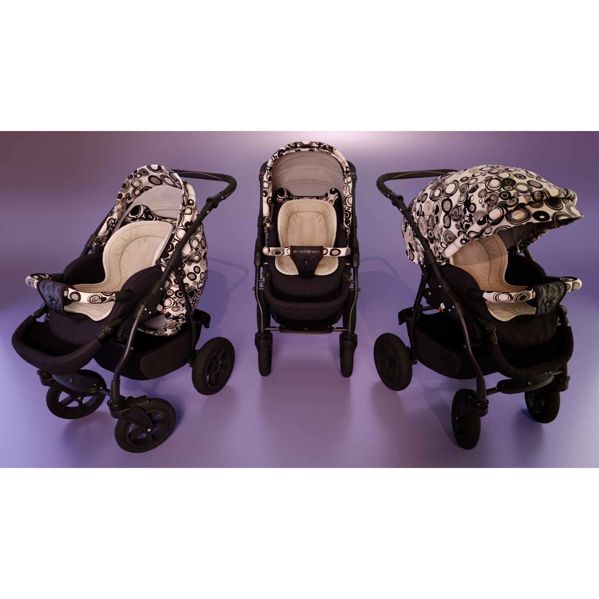 Baby Stroller Pram - Low-Poly Game-Ready 3D Model - View 4