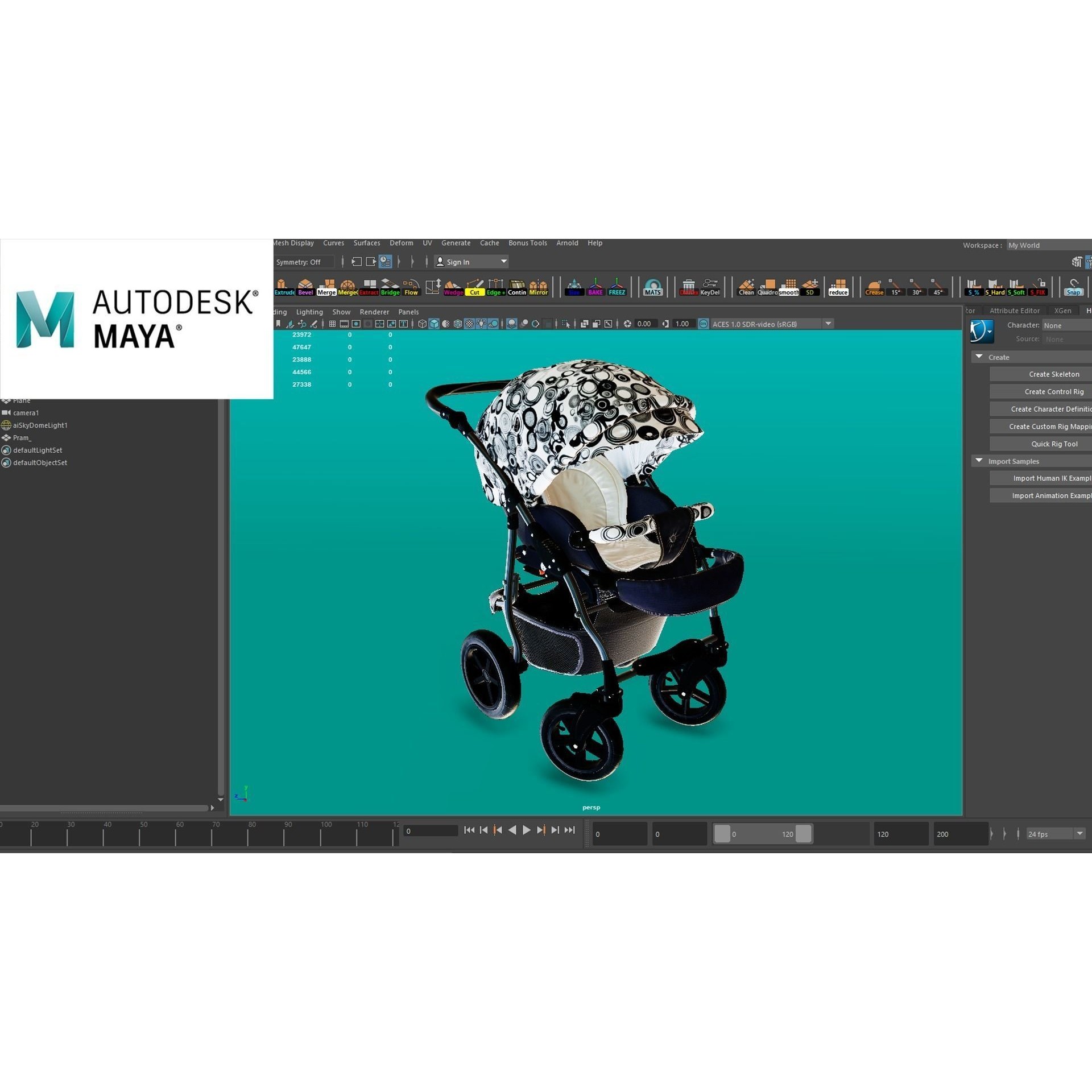 Baby Stroller Pram - Low-Poly Game-Ready 3D Model - View 5