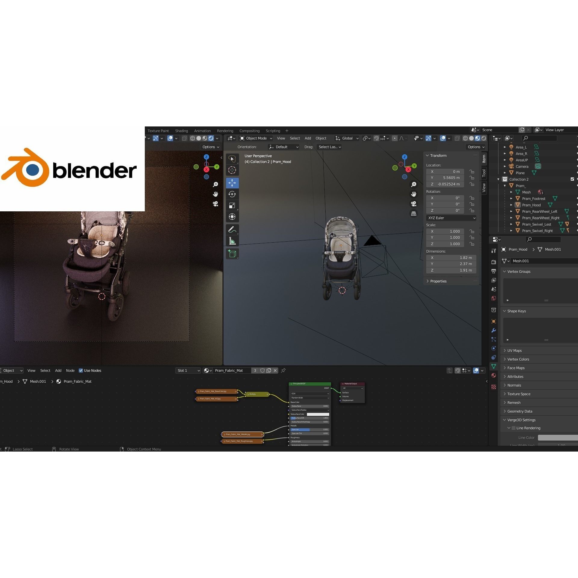 Baby Stroller Pram - Low-Poly Game-Ready 3D Model - View 7