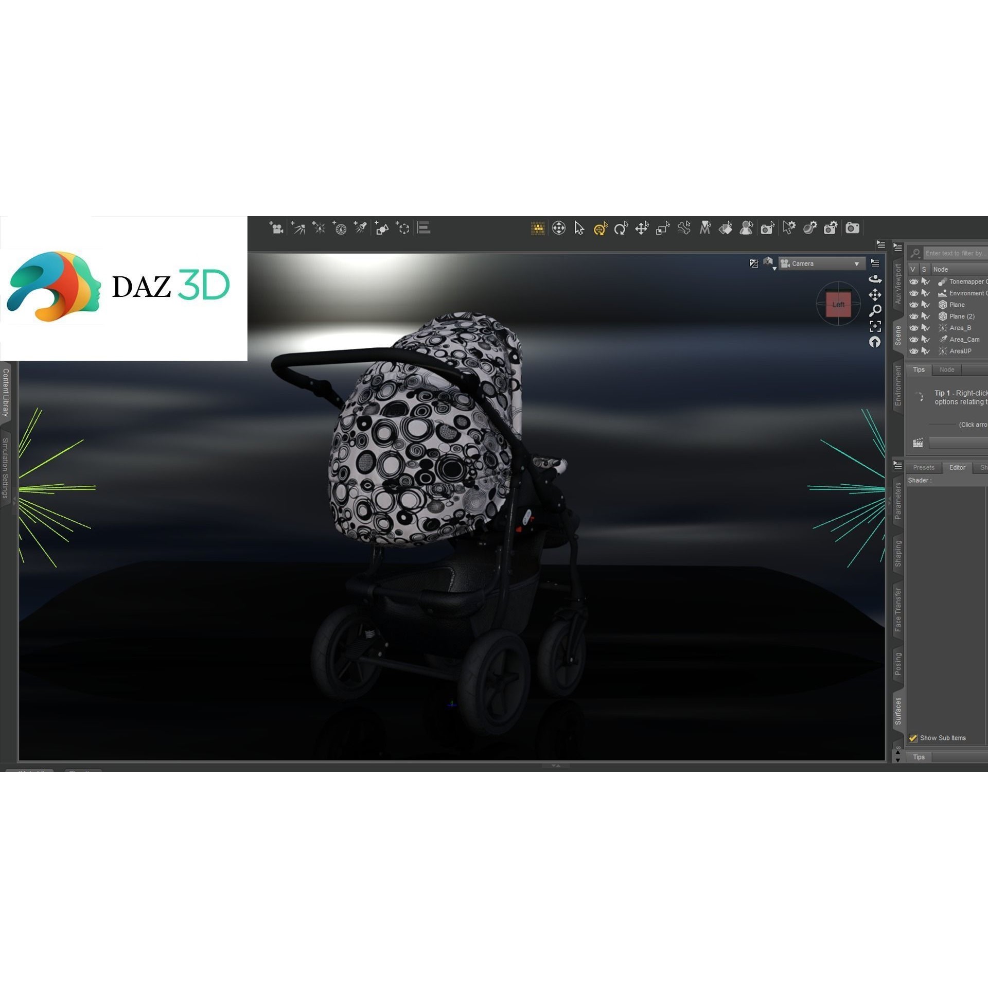 Baby Stroller Pram - Low-Poly Game-Ready 3D Model - View 8