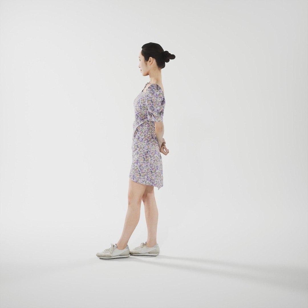 Asian Woman 3D Model – Scanned High Poly Character, FBX PBR Textures - View 4