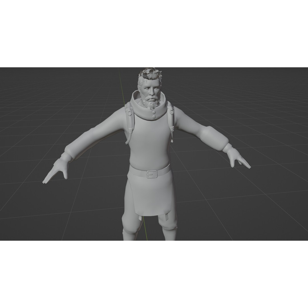 Stylized Male Explorer 3D Model – Rigged Base Character, FBX, Blender - View 3