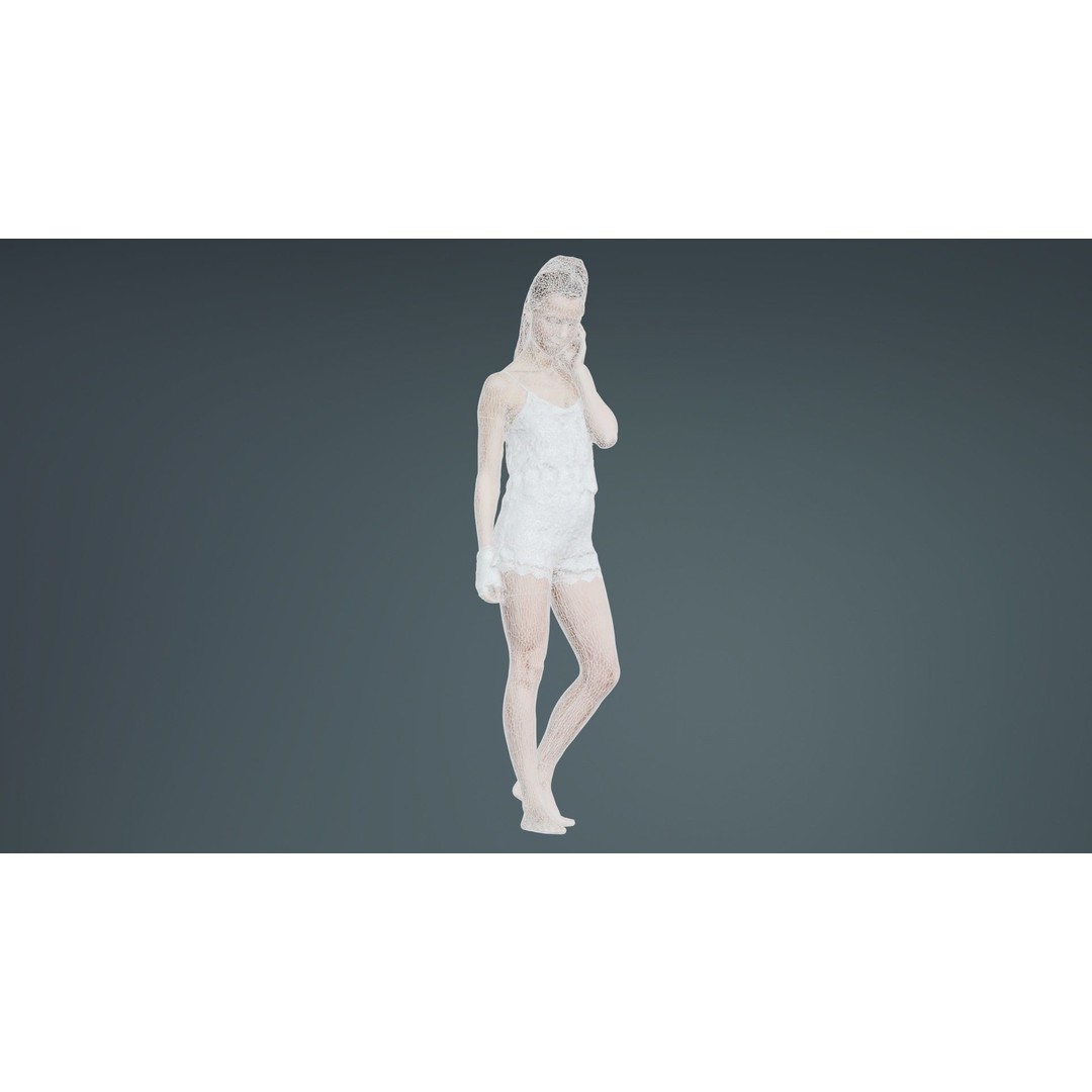 Woman in White Lingerie 3D Model – Low Poly Character for Blender - View 11