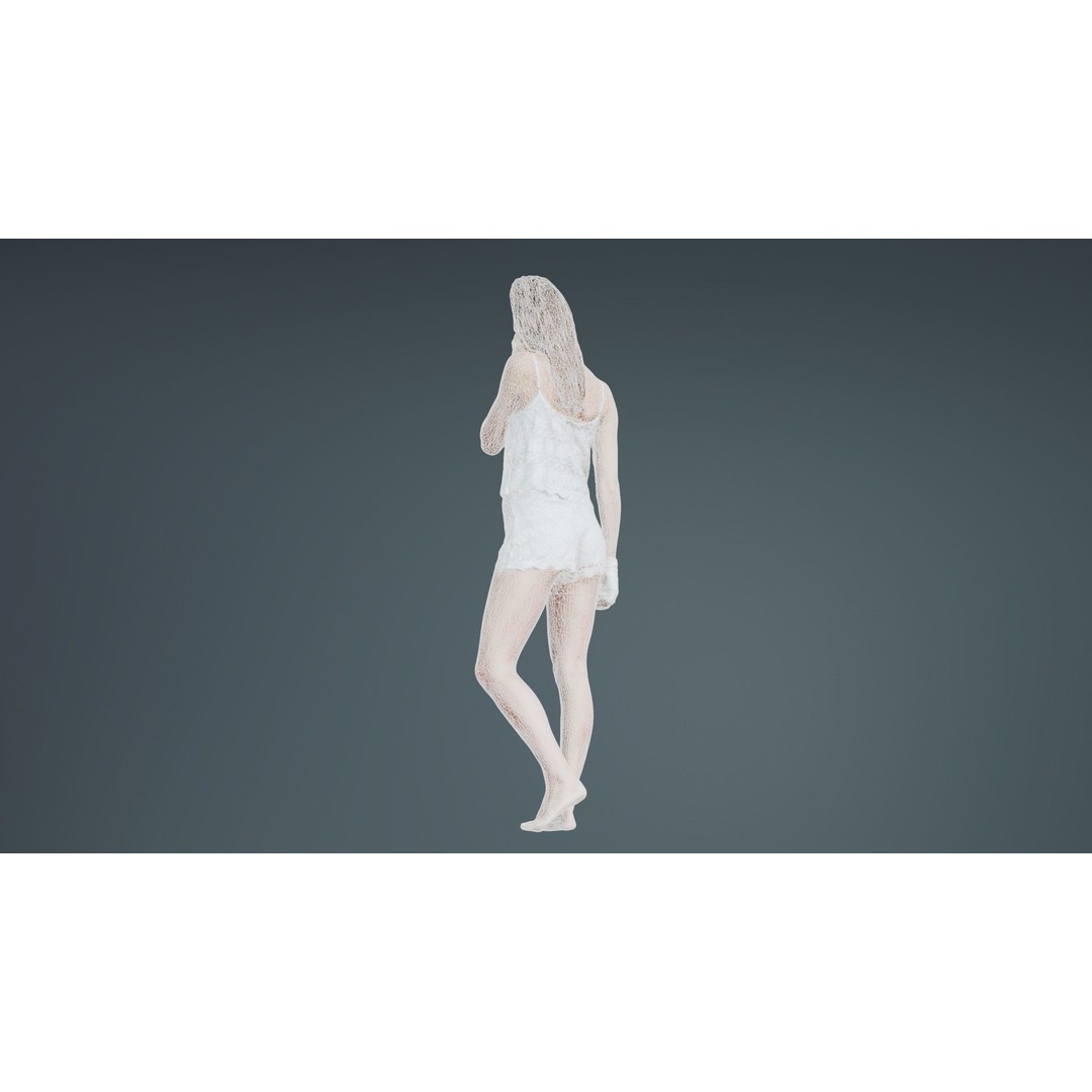 Woman in White Lingerie 3D Model – Low Poly Character for Blender - View 12
