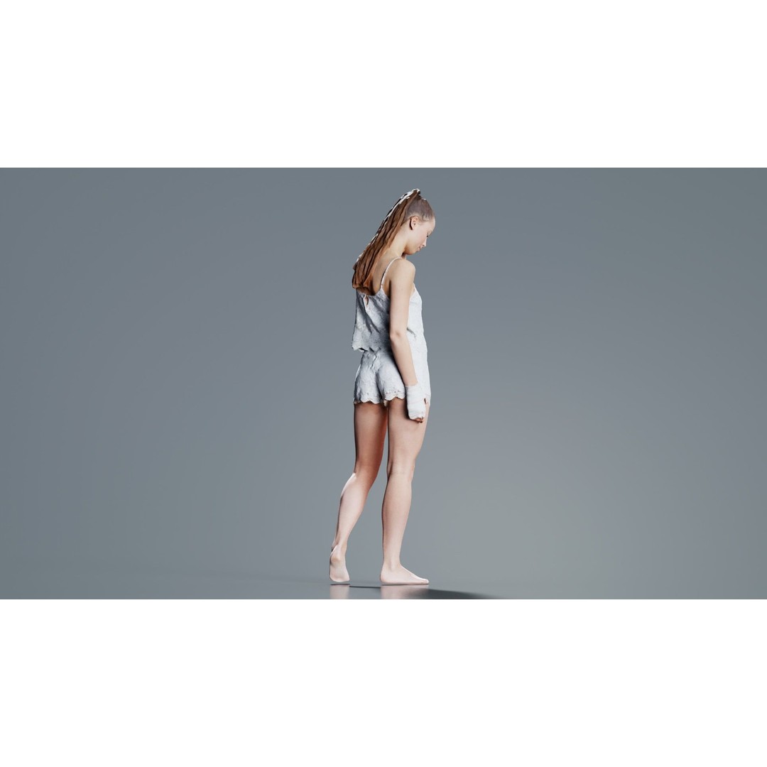 Woman in White Lingerie 3D Model – Low Poly Character for Blender - View 6