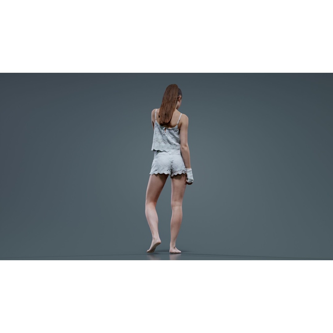 Woman in White Lingerie 3D Model – Low Poly Character for Blender - View 7