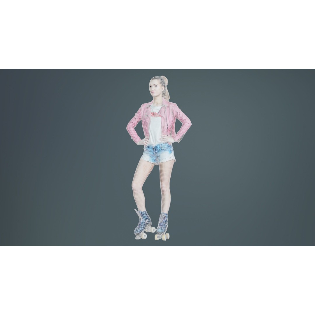 Roller Skate Woman 3D Model – Low Poly Character with PBR Textures - View 11