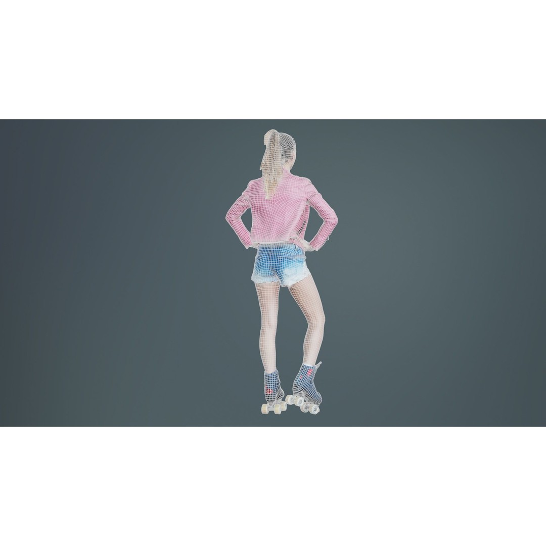 Roller Skate Woman 3D Model – Low Poly Character with PBR Textures - View 12
