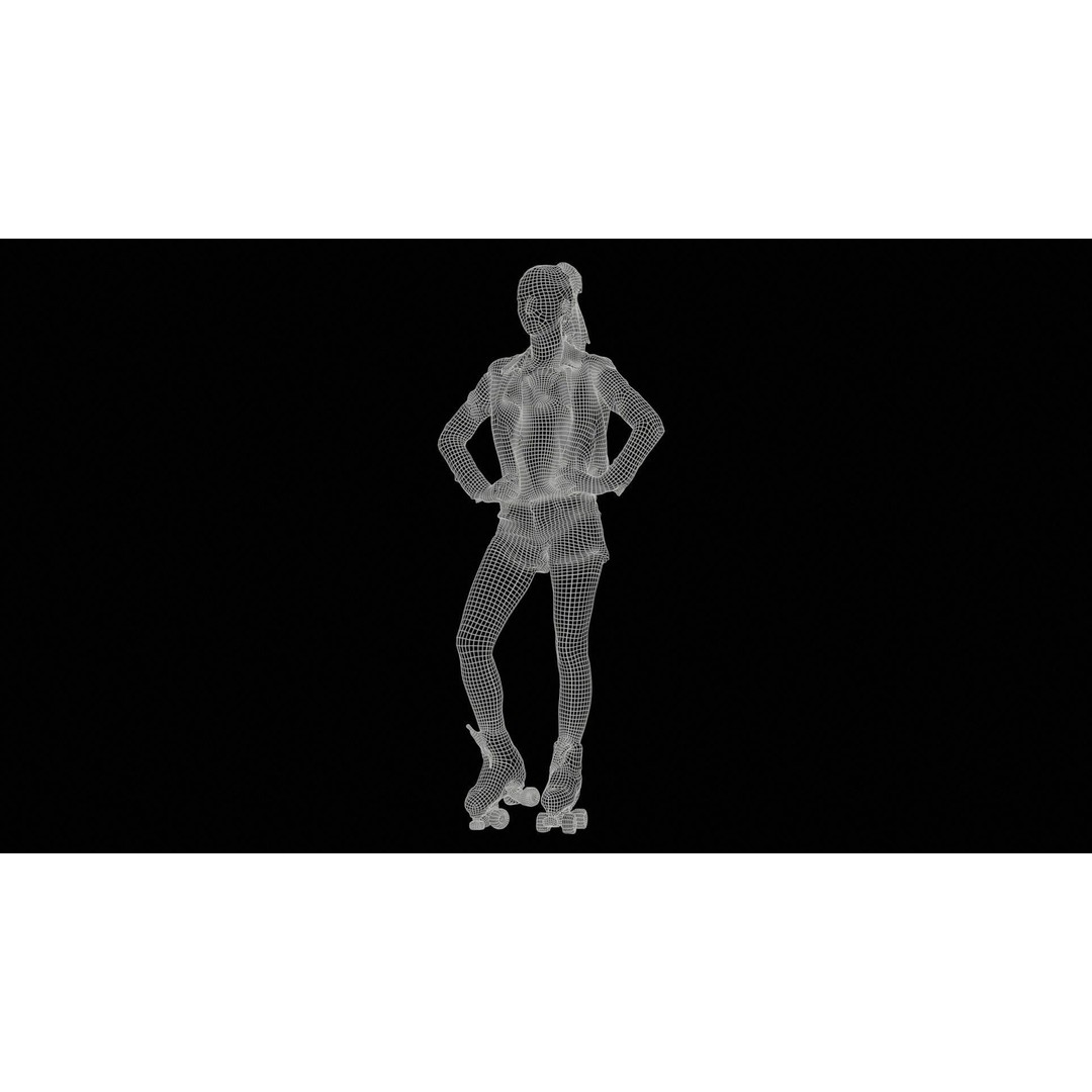 Roller Skate Woman 3D Model – Low Poly Character with PBR Textures - View 13