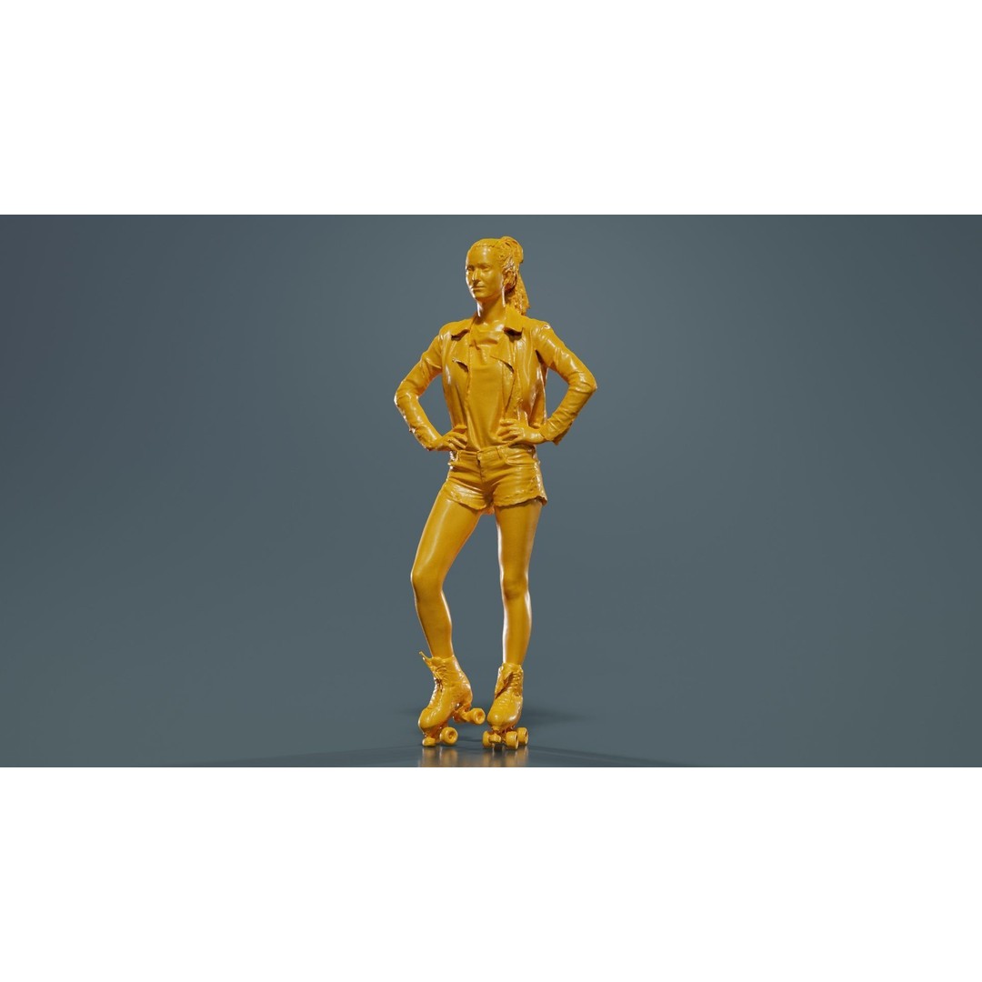 Roller Skate Woman 3D Model – Low Poly Character with PBR Textures - View 14