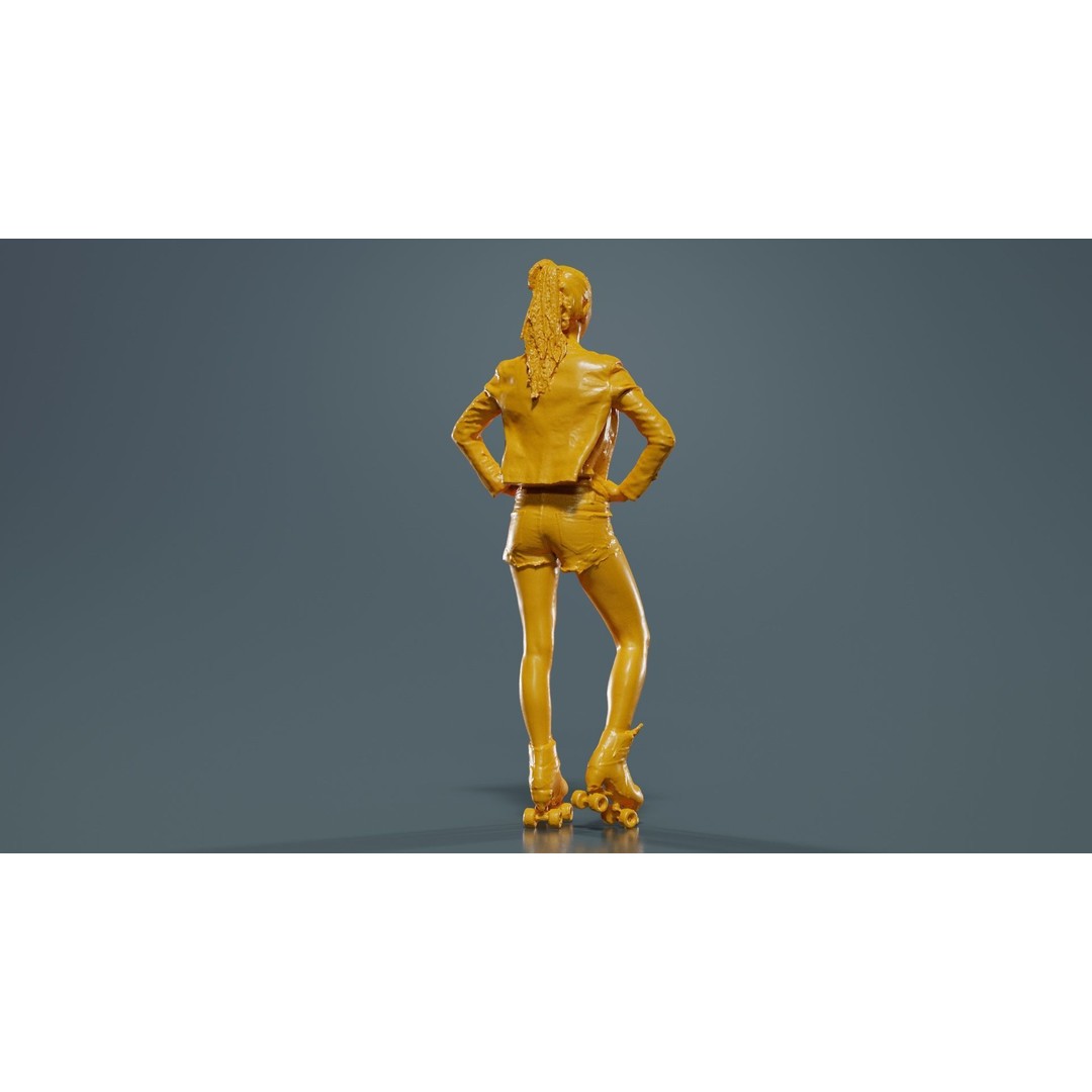 Roller Skate Woman 3D Model – Low Poly Character with PBR Textures - View 15