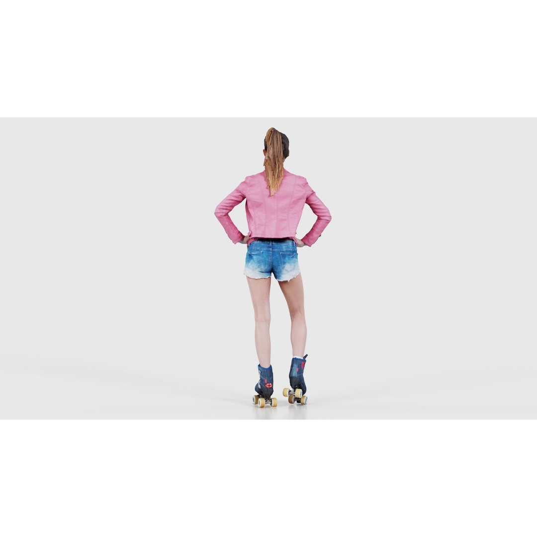 Roller Skate Woman 3D Model – Low Poly Character with PBR Textures - View 24