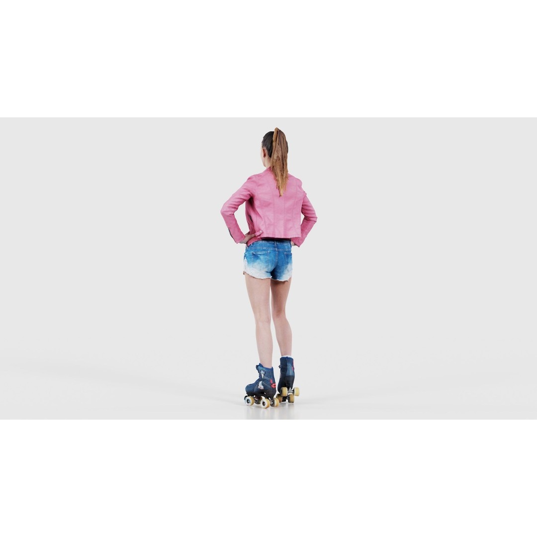 Roller Skate Woman 3D Model – Low Poly Character with PBR Textures - View 25