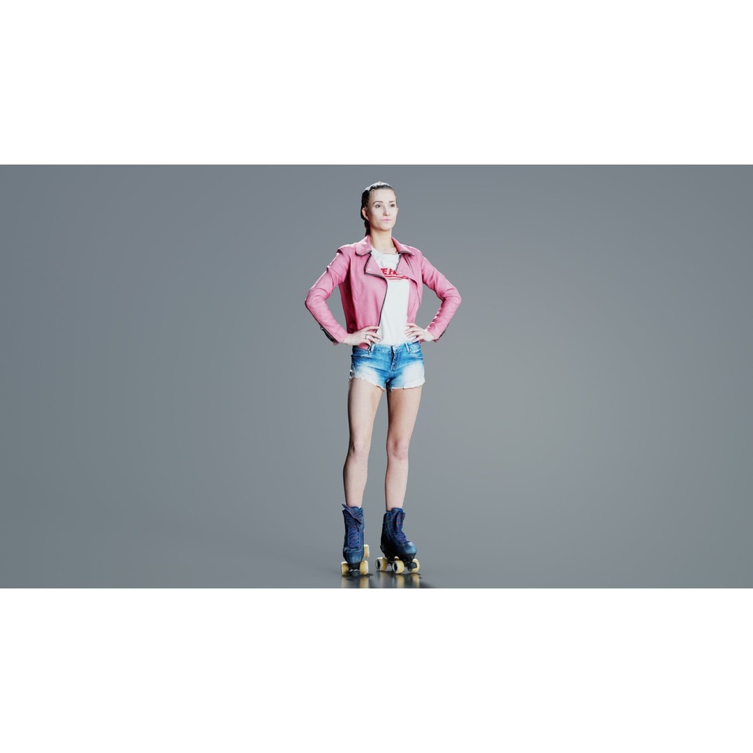Roller Skate Woman 3D Model – Low Poly Character with PBR Textures - View 3