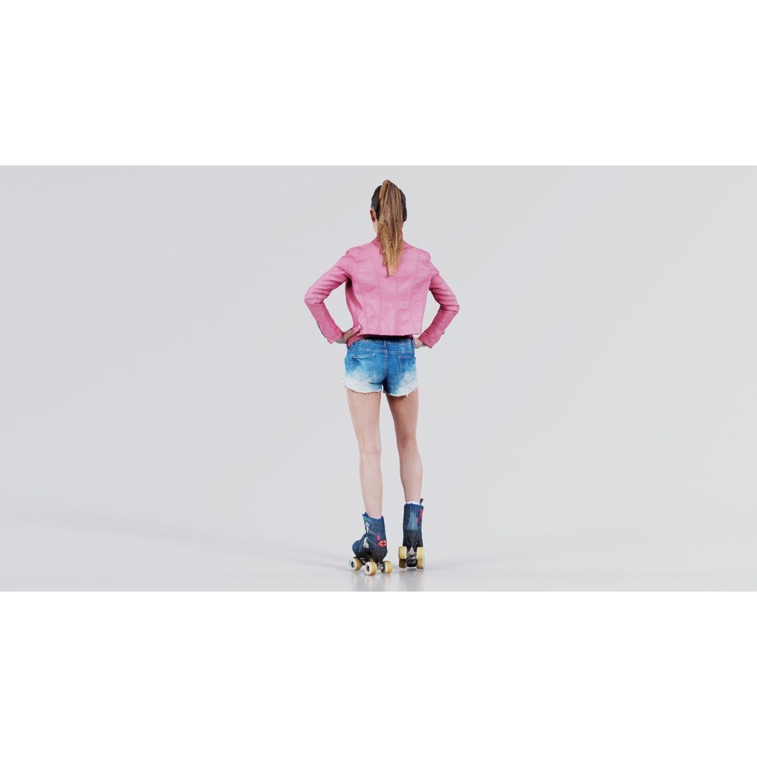 Roller Skate Woman 3D Model – Low Poly Character with PBR Textures - View 4