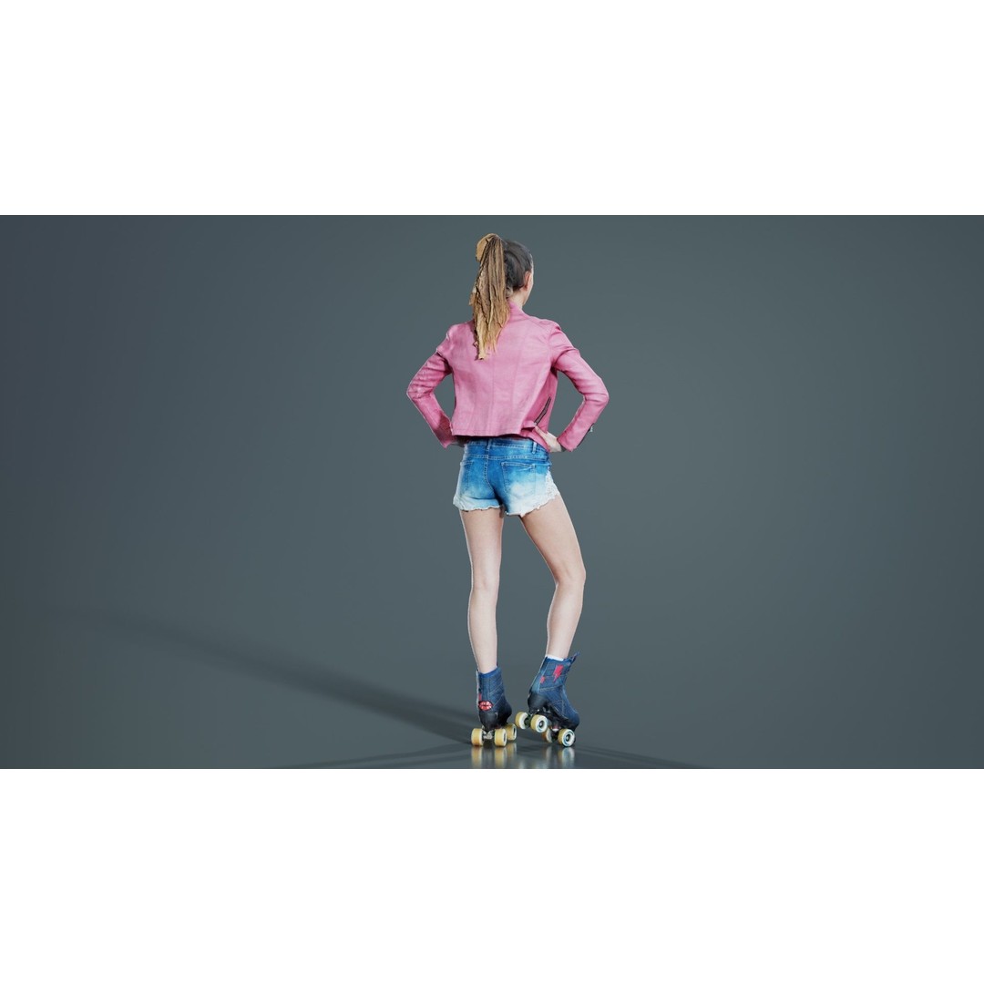 Roller Skate Woman 3D Model – Low Poly Character with PBR Textures - View 5