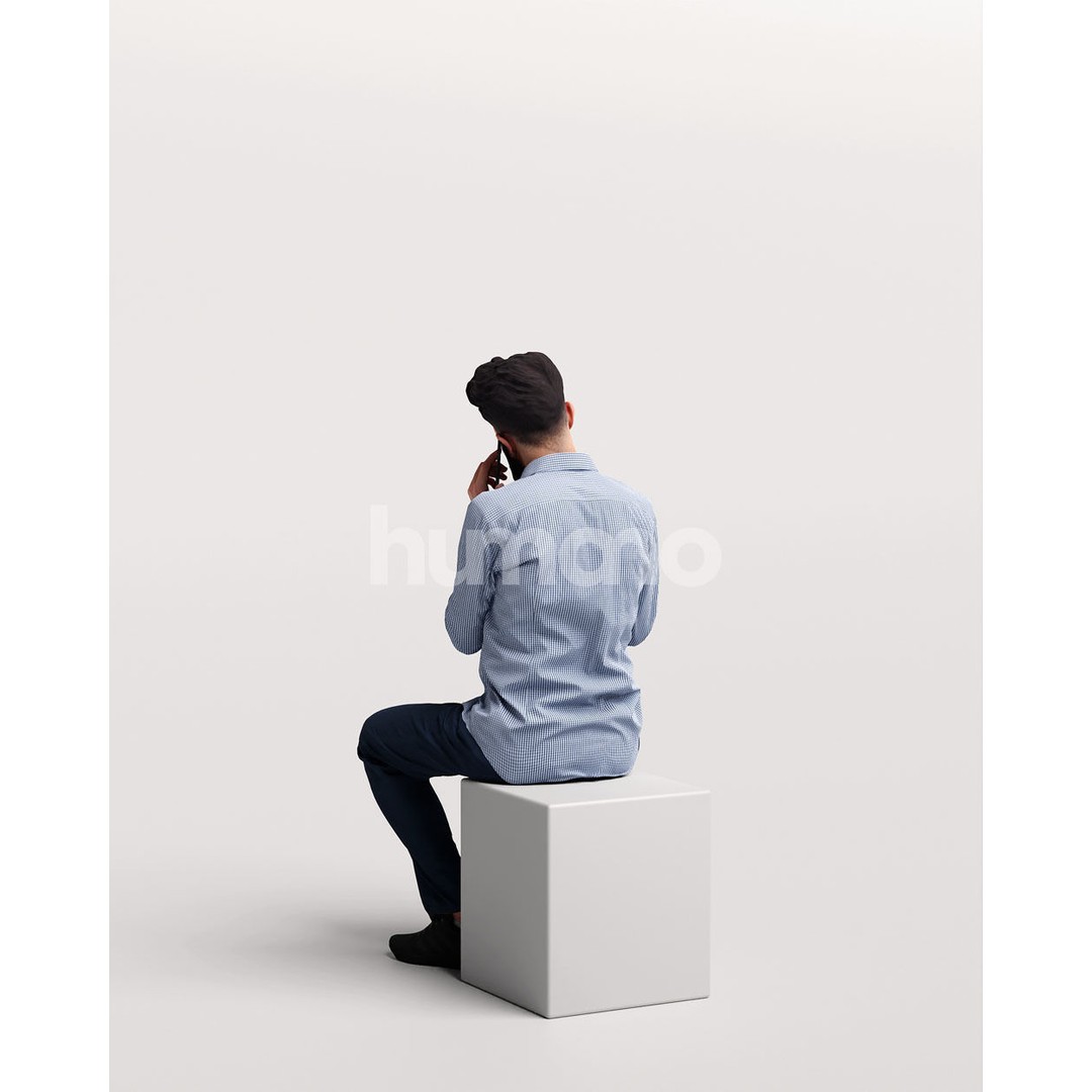 Man Sitting and Drinking Coffee 3D Model – Realistic Human Character, FBX - View 6