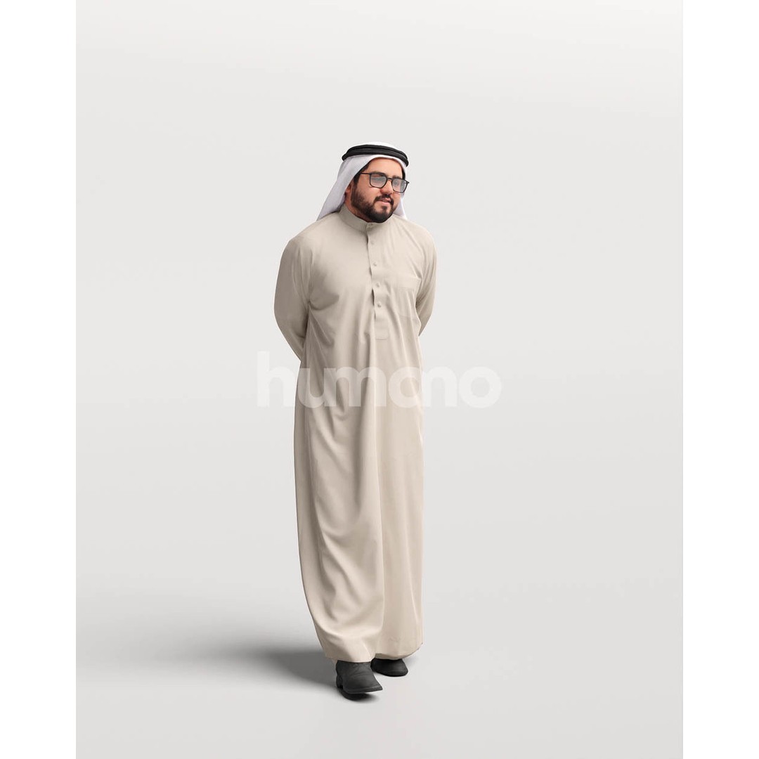 Arab Man in Thobe 3D Model – Realistic PBR Character, FBX, Blender - View 10