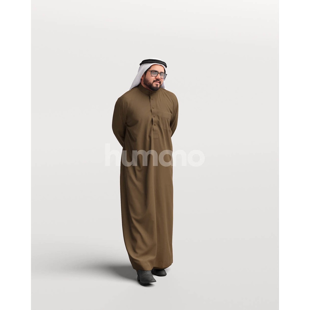 Arab Man in Thobe 3D Model – Realistic PBR Character, FBX, Blender - View 11