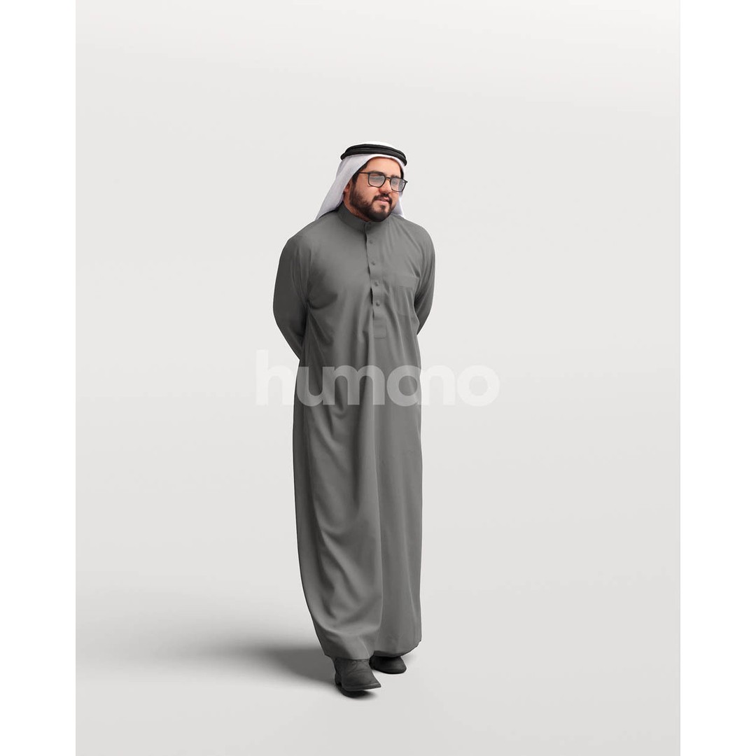 Arab Man in Thobe 3D Model – Realistic PBR Character, FBX, Blender - View 12