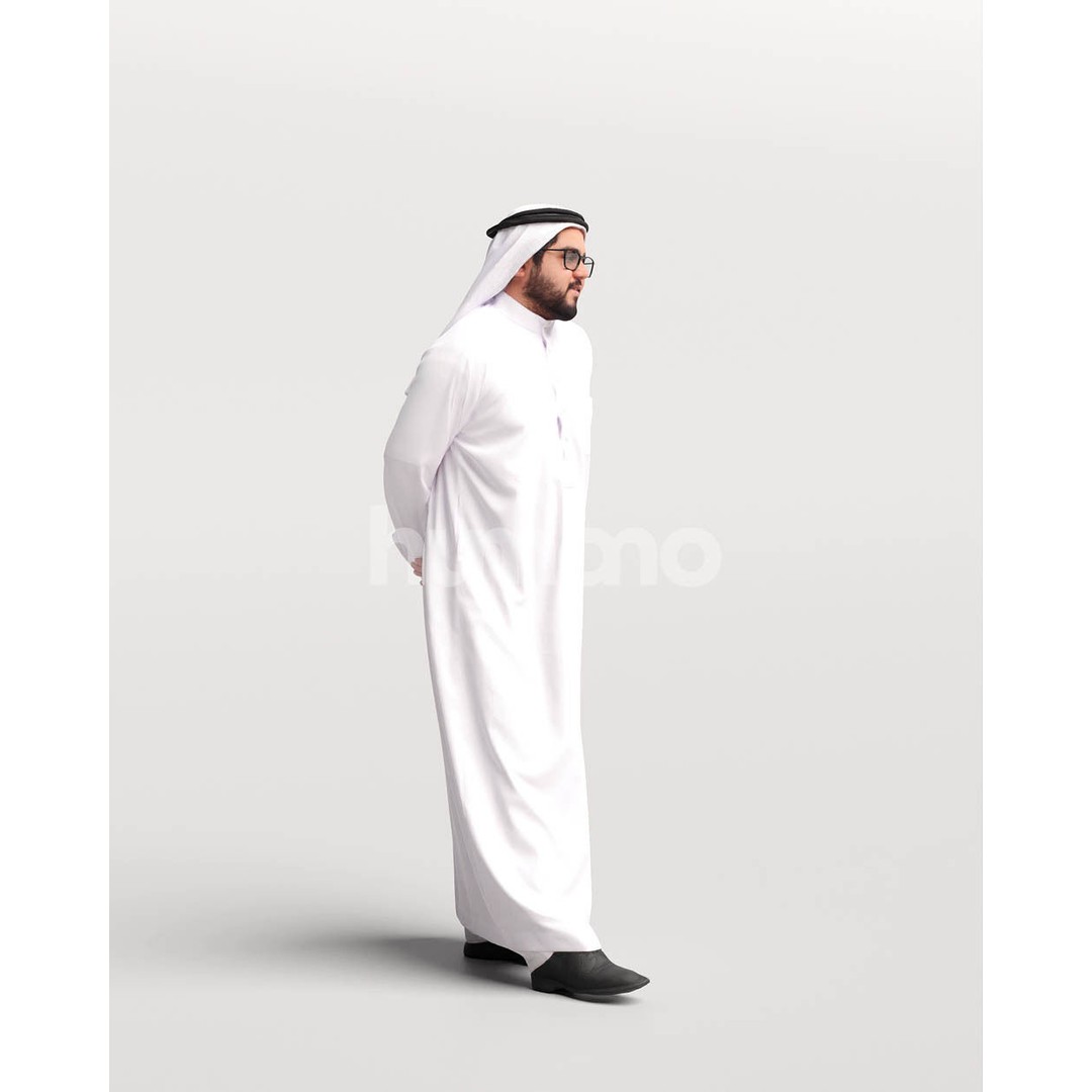 Arab Man in Thobe 3D Model – Realistic PBR Character, FBX, Blender - View 4