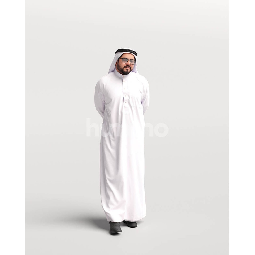 Arab Man in Thobe 3D Model – Realistic PBR Character, FBX, Blender - View 5